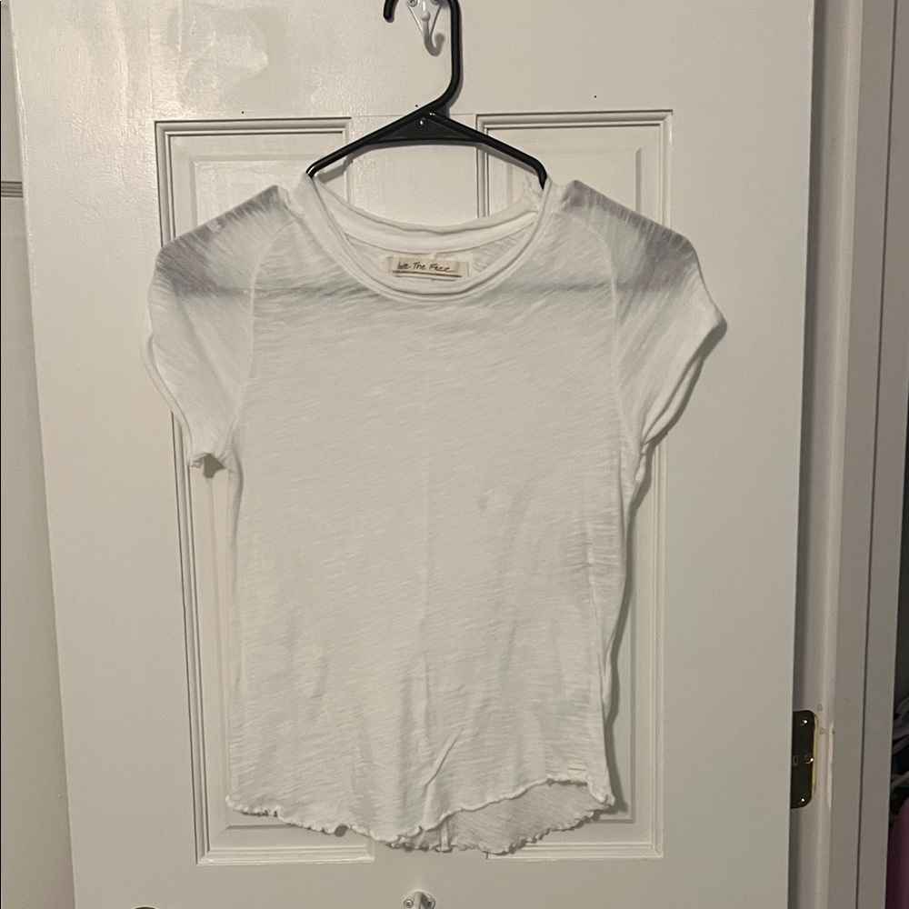 Free People White Short Sleeve Tee